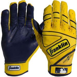 Franklin PowerStrap Navy and Yellow Adult Batting Gloves
