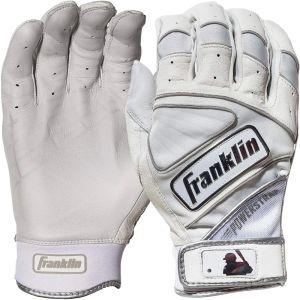 Franklin Power Strap White / Chrome Adult Batting Gloves: 20491XX
