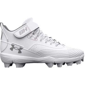 Under Armour Kids Harper 7 Mid RM Jr. White Youth Molded Baseball Cleats
