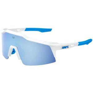 100% Sunglasses Speedcraft SL SE Movistar Team White HiPER Blue Mirror Lens: 60008-00009