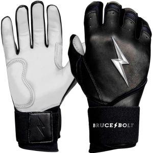 Bruce Bolt Batting Gloves Chrome Series Youth Long Cuff Black