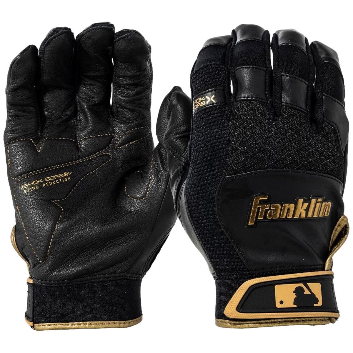 Franklin Shok Sorb X Youth Batting Gloves Black Gold