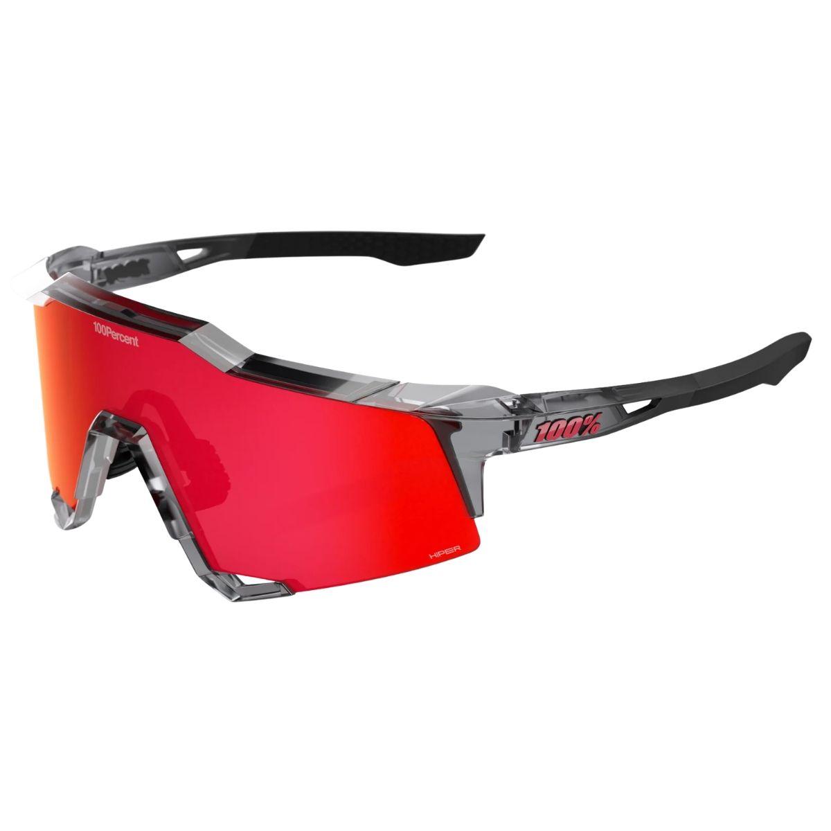 100% Speedcraft MLB Authentic Polished Translucent Grey Hiper Fire Red Mirror Lens Sunglasses