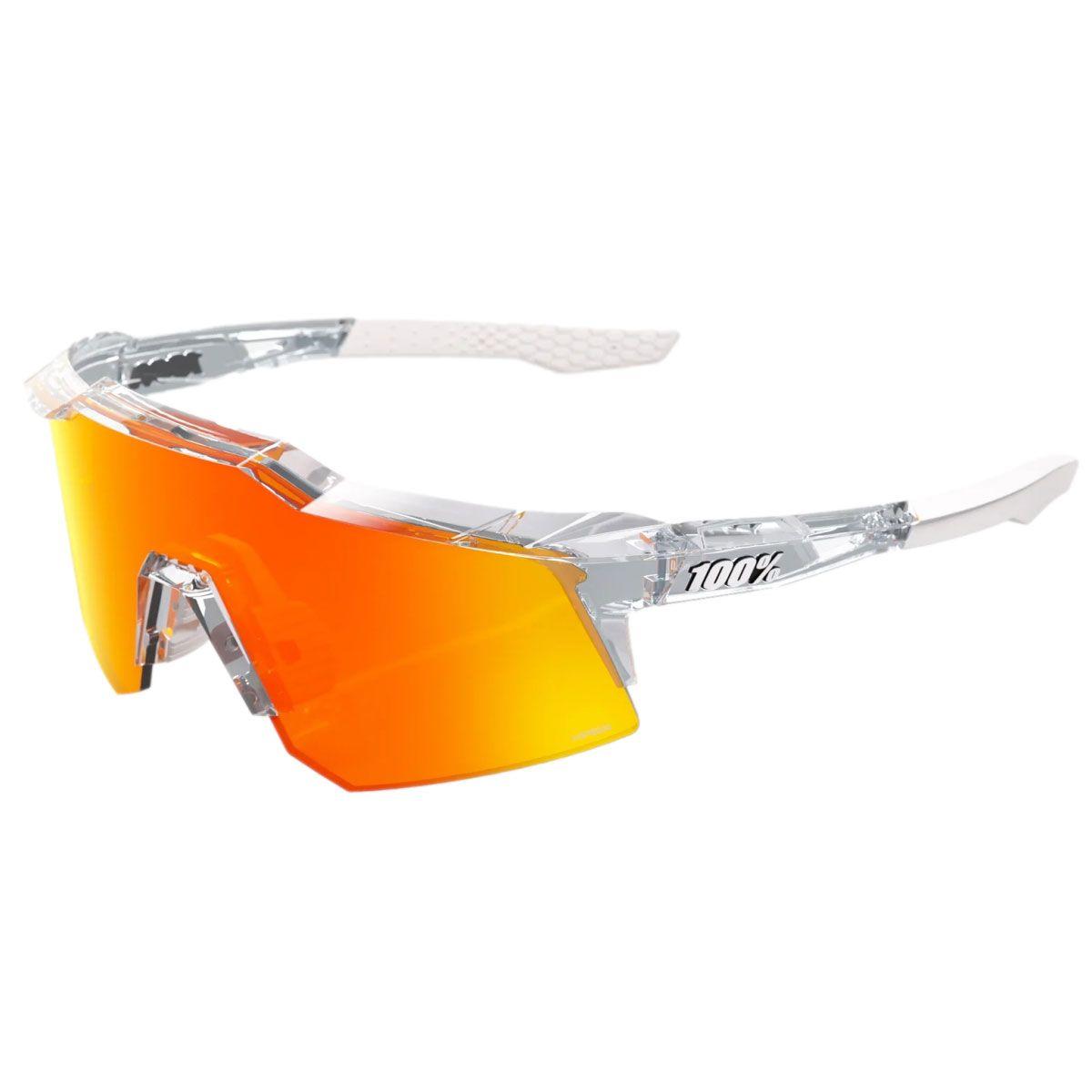 100% Speedcraft XS Polished Translucent Clear HiPER Red Multilayer Mirror Sunglasses