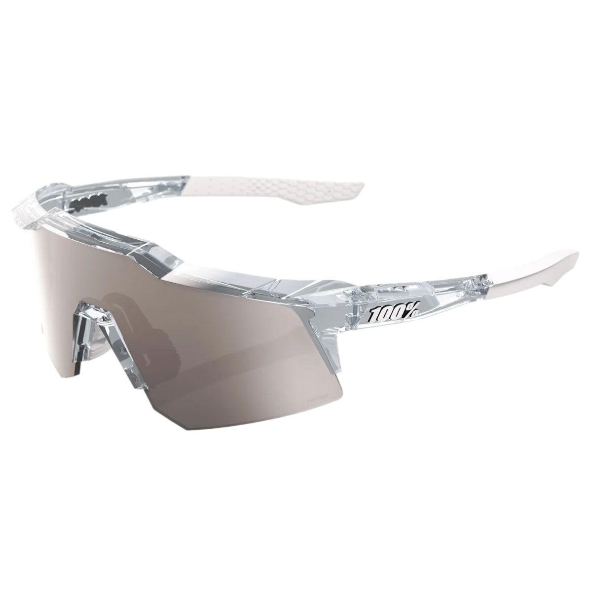 100% Speedcraft XS Polished Translucent Clear HiPER Silver Mirror Sunglasses