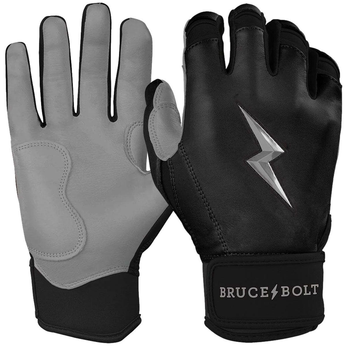Bruce Bolt Short Cuff Chrome Series Youth Batting Gloves Black