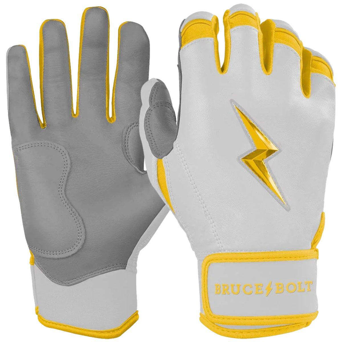 Bruce Bolt Short Cuff Chrome Series Adult Batting Gloves Yellow