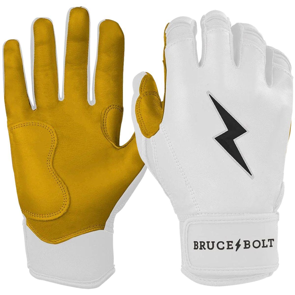 Bruce Bolt Short Cuff Premium Pro Youth Batting Gloves white