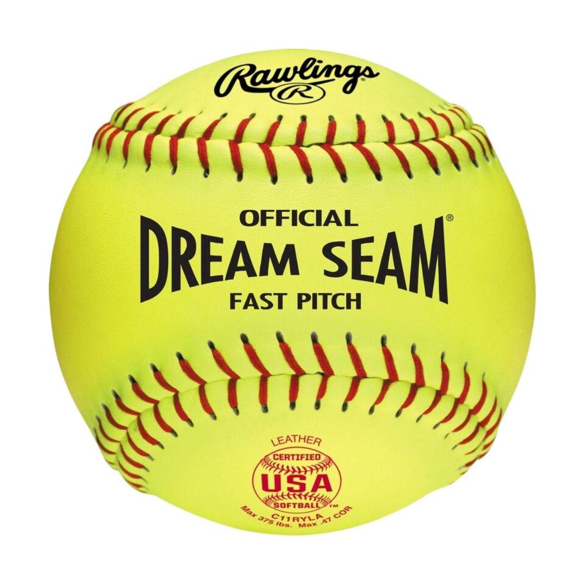 Rawlings One-Dozen 11" USA Pro Leather Dream Seam Softballs: C11RYLA