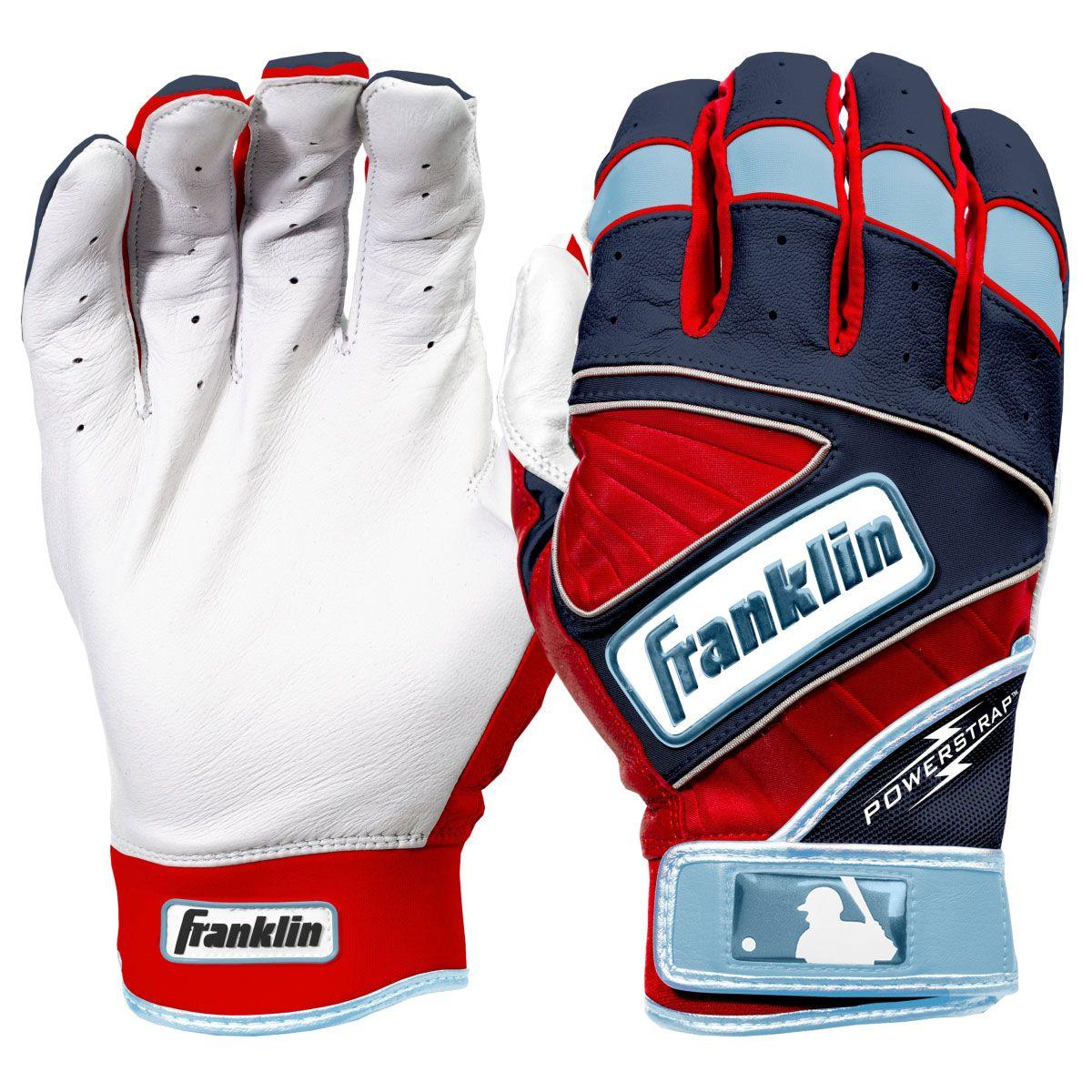 Franklin Powerstrap Custom Adult Batting Gloves navy red
