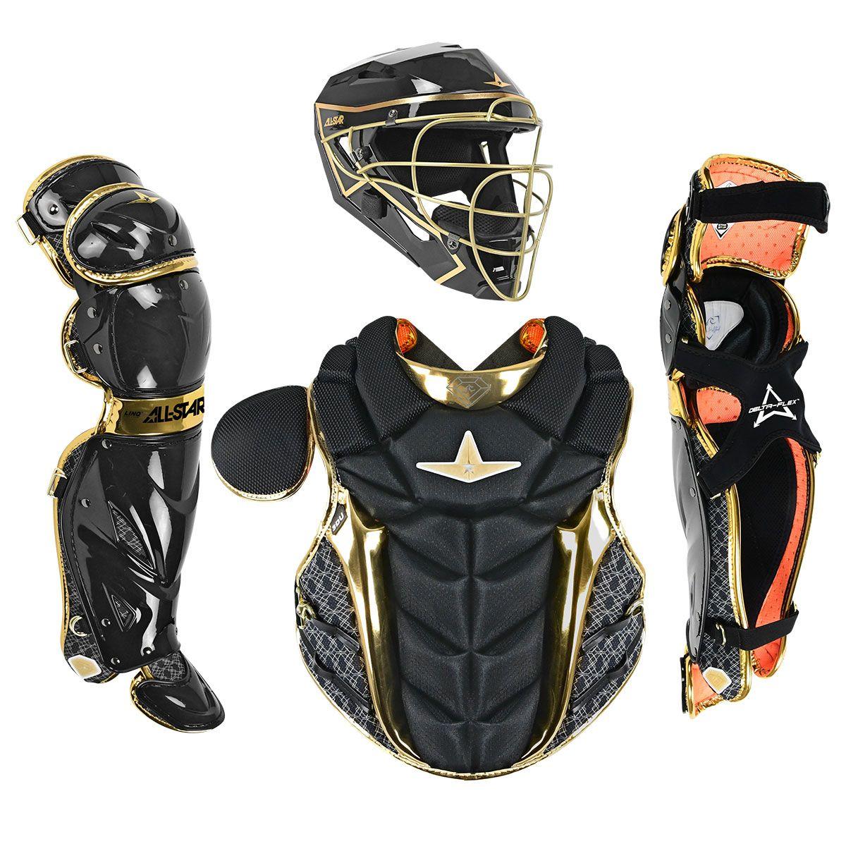 All-Star PHX Gold Diamond Fastpitch Catcher's Set black gold