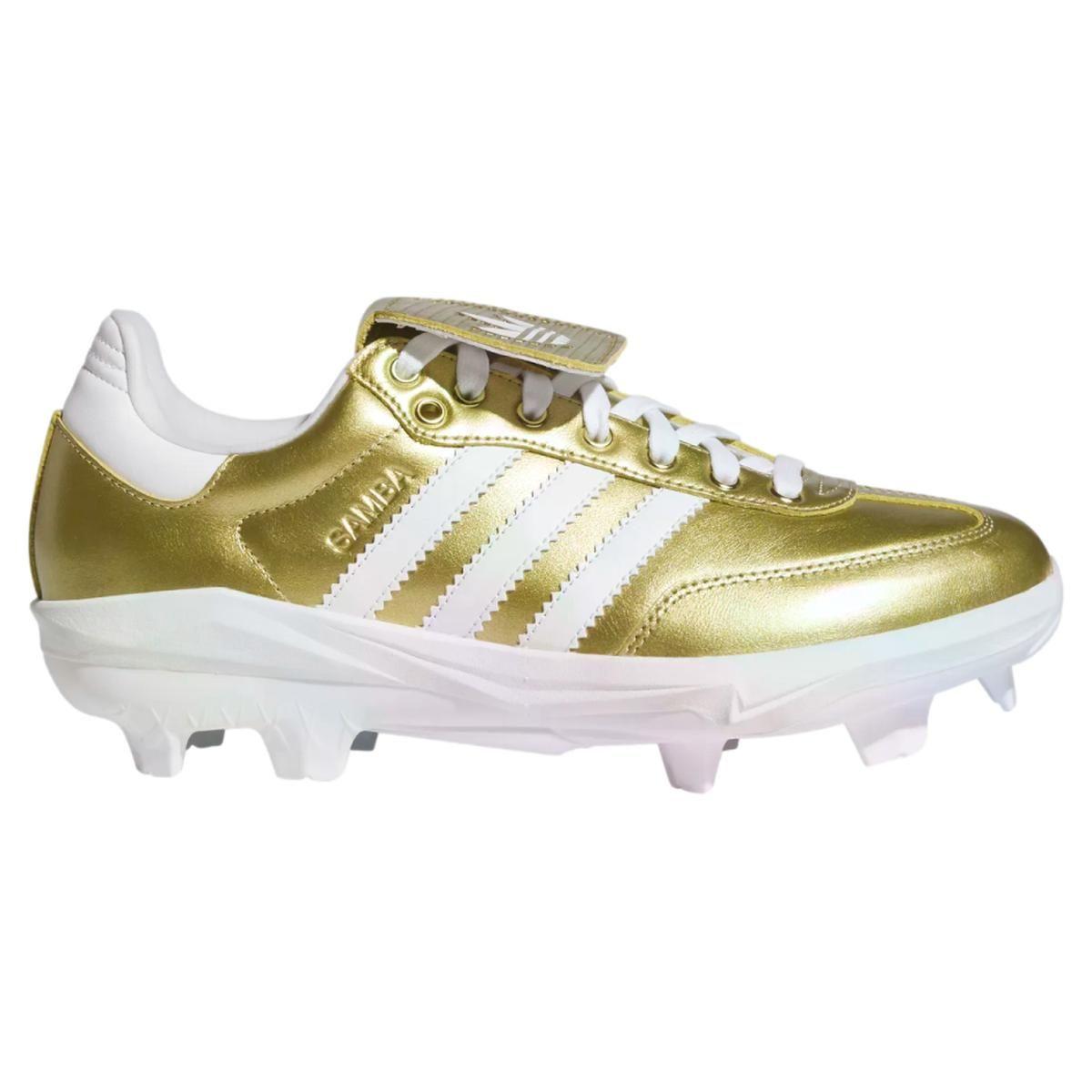 Adidas Samba White/Gold TPU Baseball Cleats