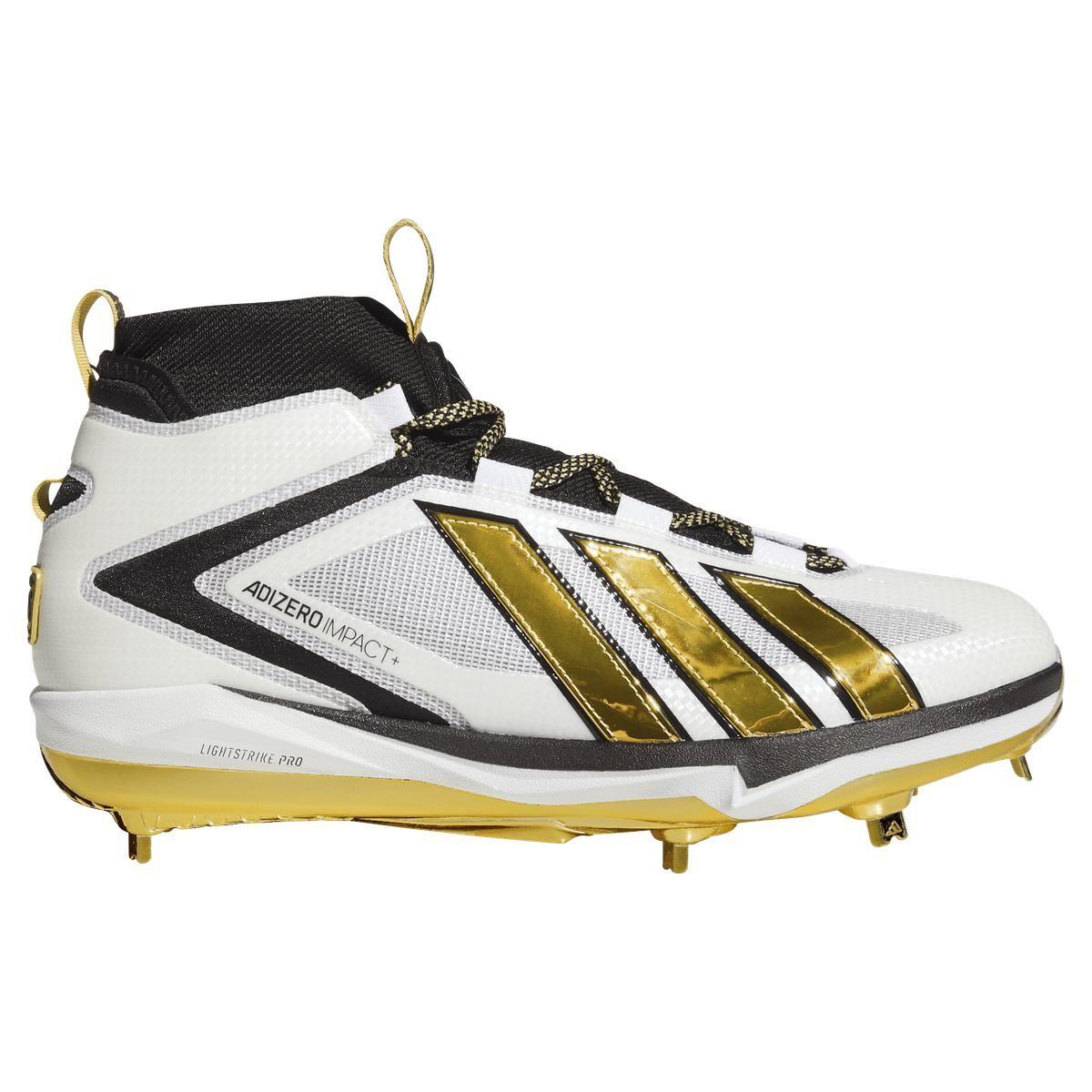 Adidas Adizero Impact+ 3.0 Racing Team White/Gold Metal Baseball Cleats
