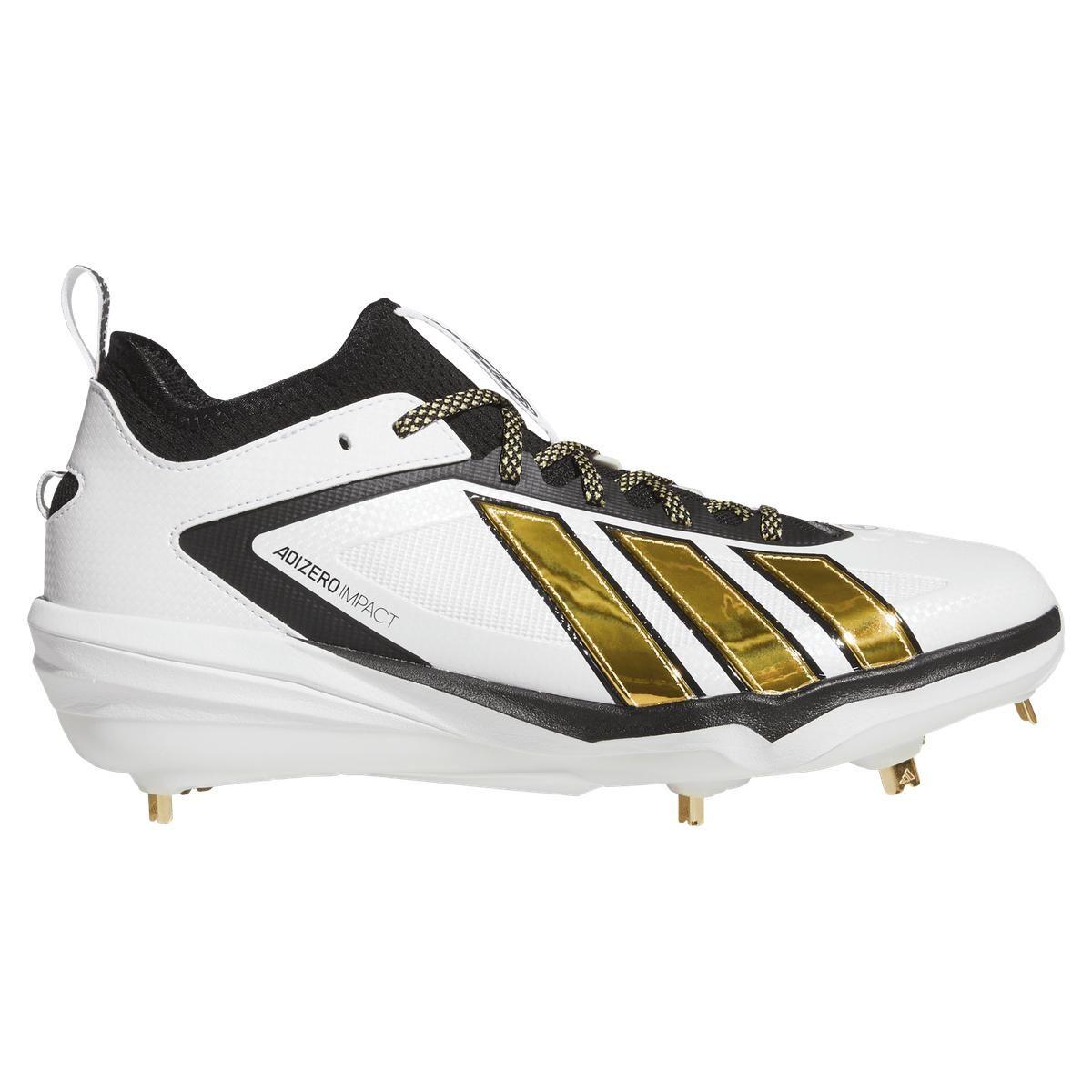 Adidas Adizero Impact 3.0 White/Gold Metal Baseball Cleats
