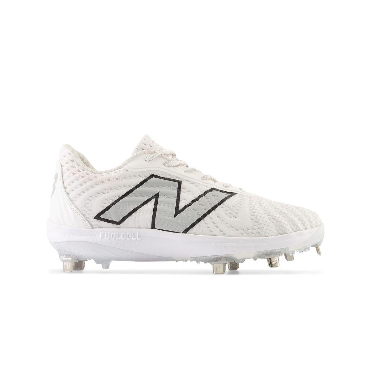 New Balance L4040v7 White Metal Cleats: L4040TW7