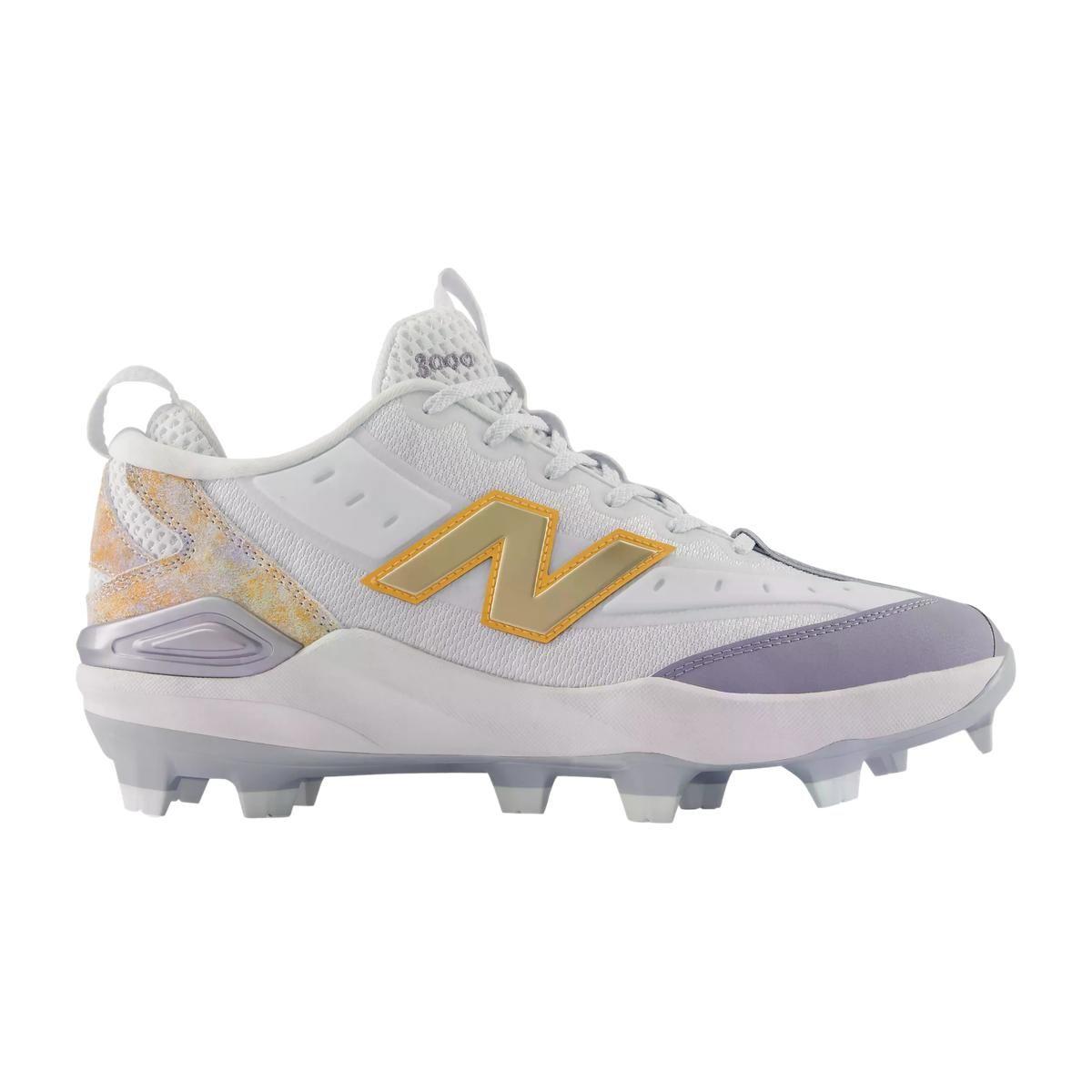 New Balance 3000v8 Energy White/Gold Molded Baseball Cleats