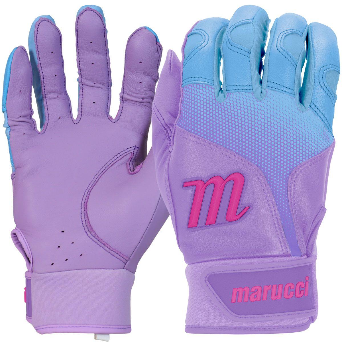 Marucci PWR Fade Adult Batting Gloves columbia blue purple