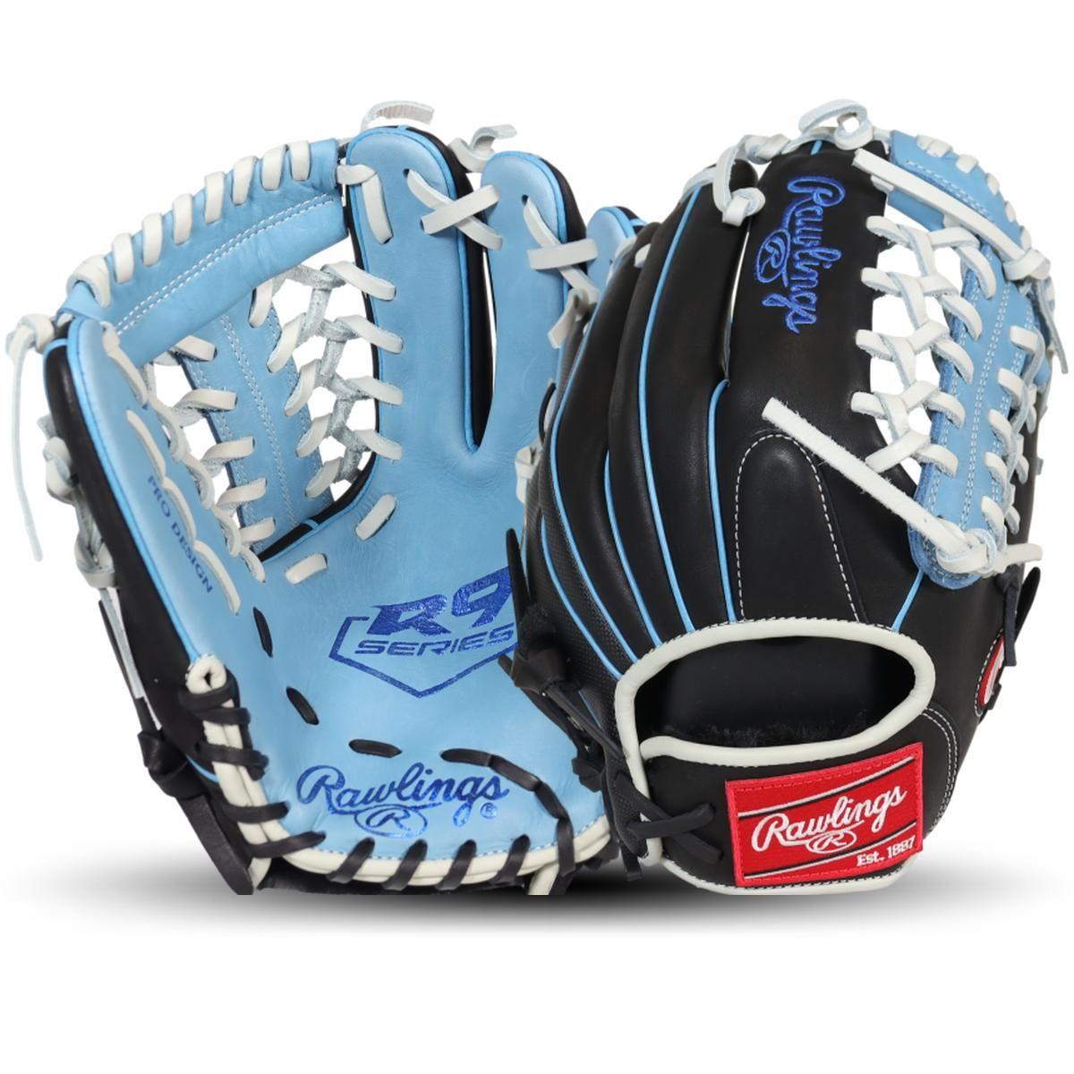 Rawlings R9 ContoUR 11.5" Infield Glove Columbia Blue and Black