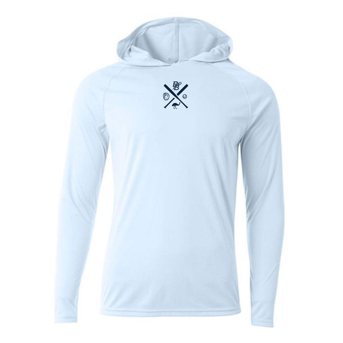 Speedster Pastel Blue Crossed Bats Long Sleeve Hoodie