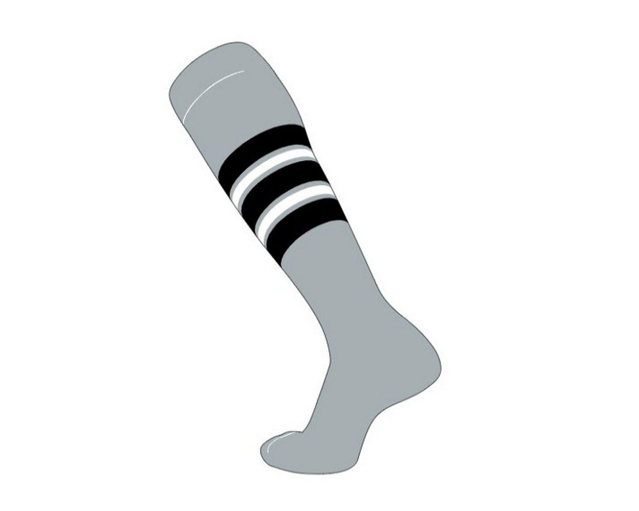 Extra Point Three Stripe Socks: White w/ orange & royal stripes