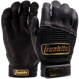 Franklin Sports MLB Classic One LT Baseball Batting Gloves - Black/Gold -  Adult Medium - Pair 