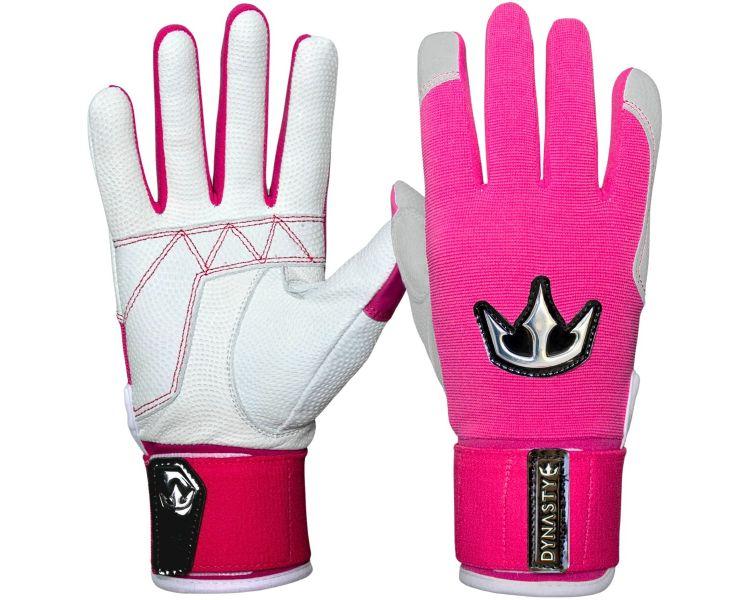 Dynasty Baseball THE BOMB SQUAD SERIES Long Cuff Batting Gloves - Pink/White