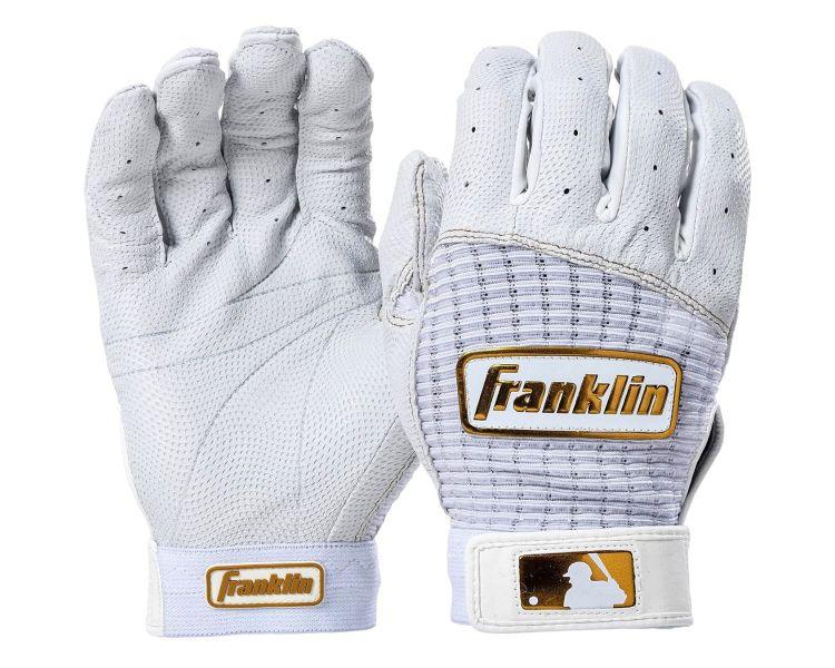 Franklin Pro Classic White / Gold Adult Batting Gloves: 20964XX