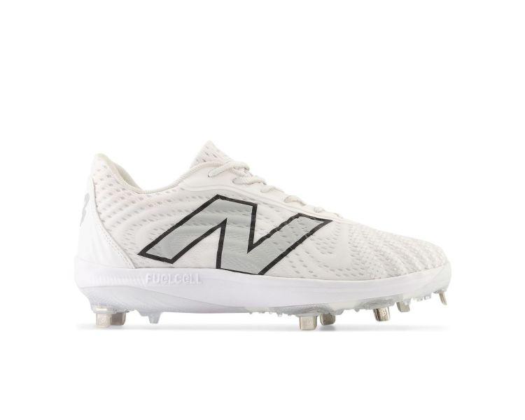 New Balance L4040v7 White Metal Cleats: L4040TW7