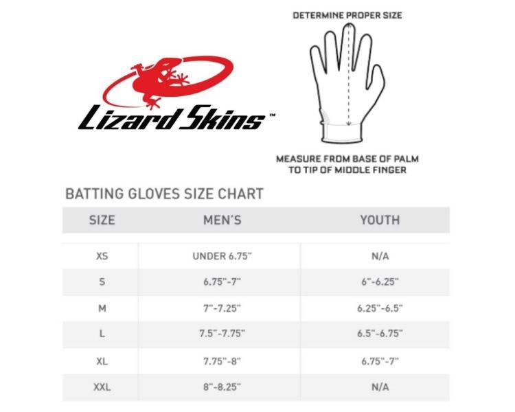 lizard skins batting gloves size chart